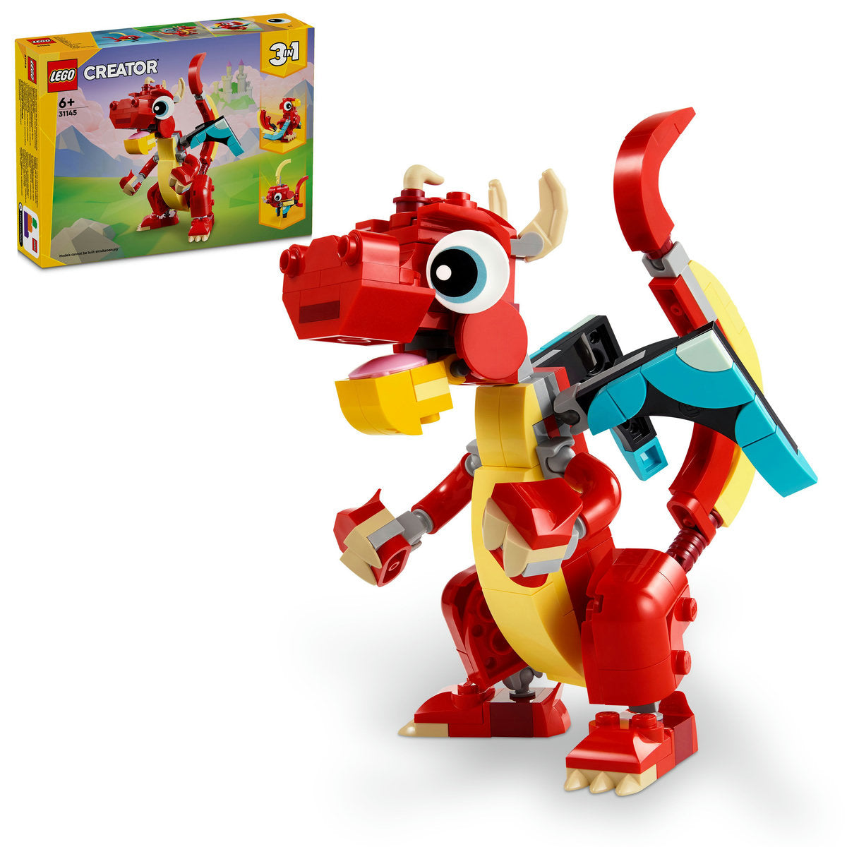 LEGO Creator 3in1 Red Dragon Animal Toy Set 31145 - Moons Toystore