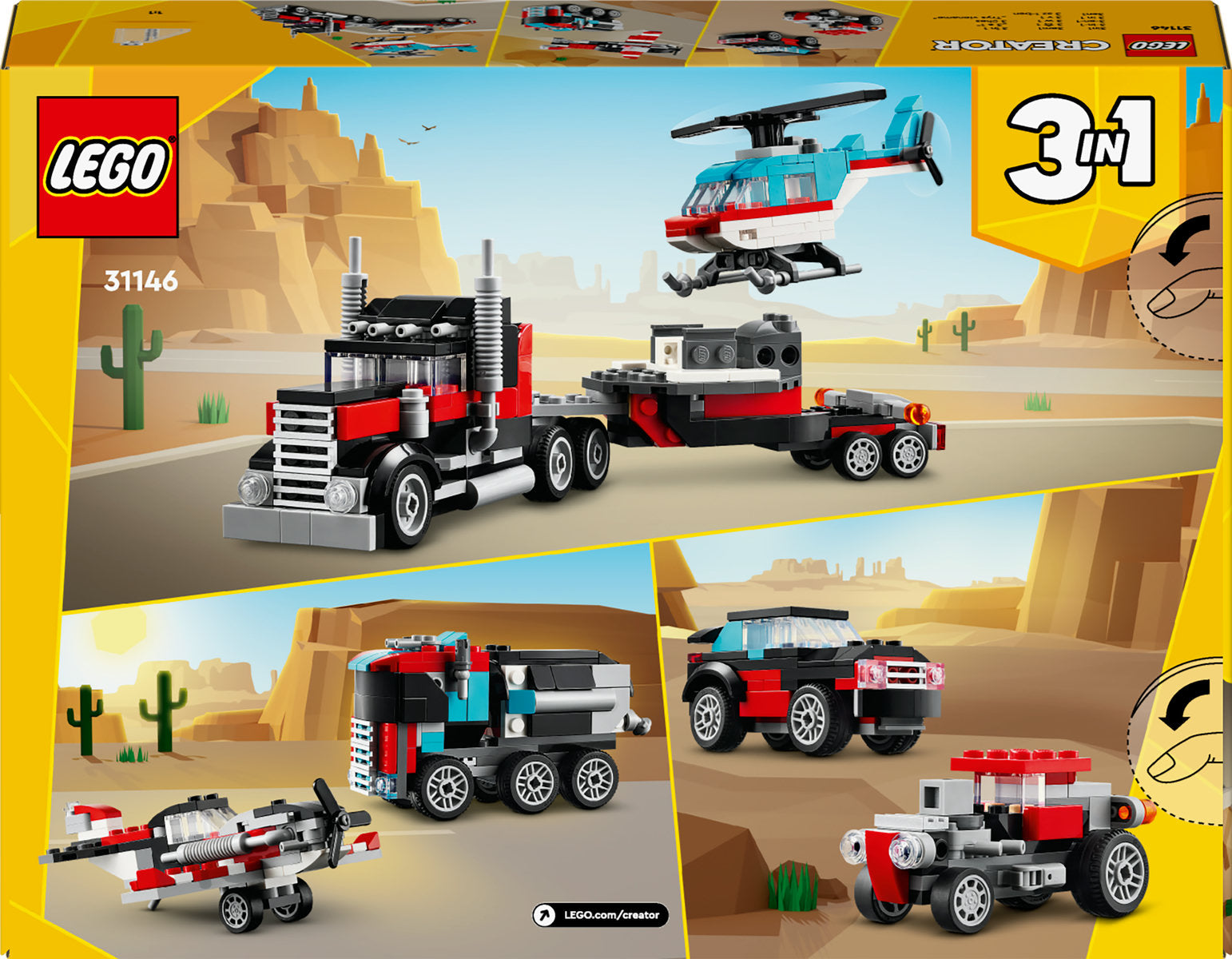 LEGO Creator 3in1 Flatbed Truck with Helicopter 31146 - Moons Toystore