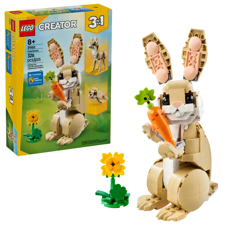 LEGO Creator 3in1 Cute Bunny, Toy Animal Set 31162