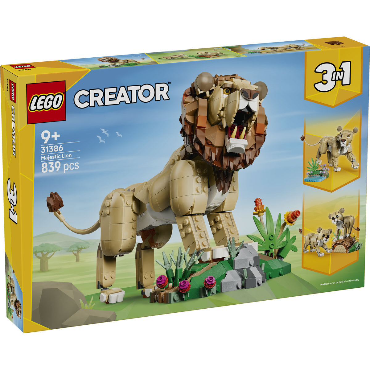 LEGO Creator 3 in 1 Majestic Lion Animal Building Set 31386