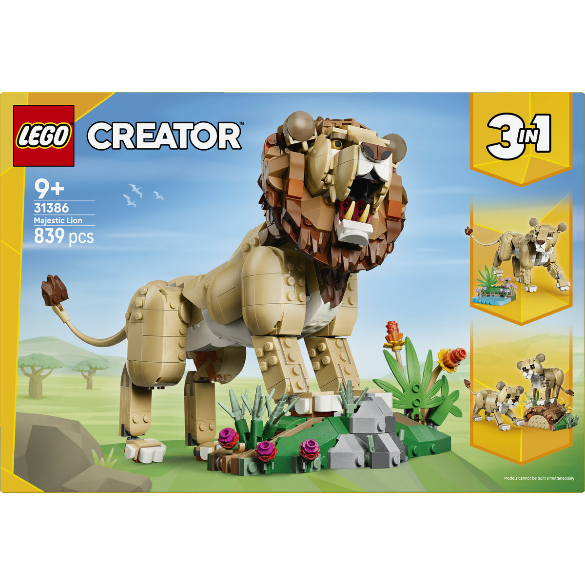 LEGO Creator 3 in 1 Majestic Lion Animal Building Set 31386