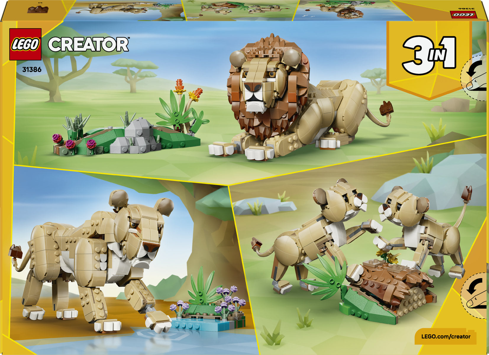 LEGO Creator 3 in 1 Majestic Lion Animal Building Set 31386
