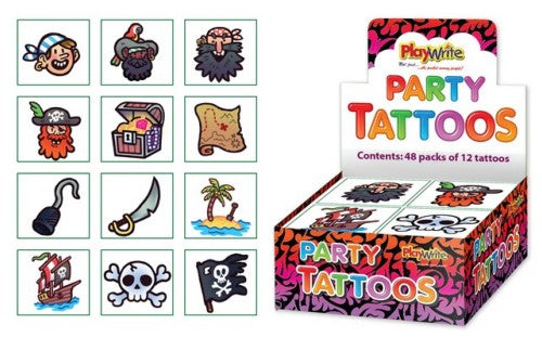 Pirate 12 pack Tattoos 4x4cm