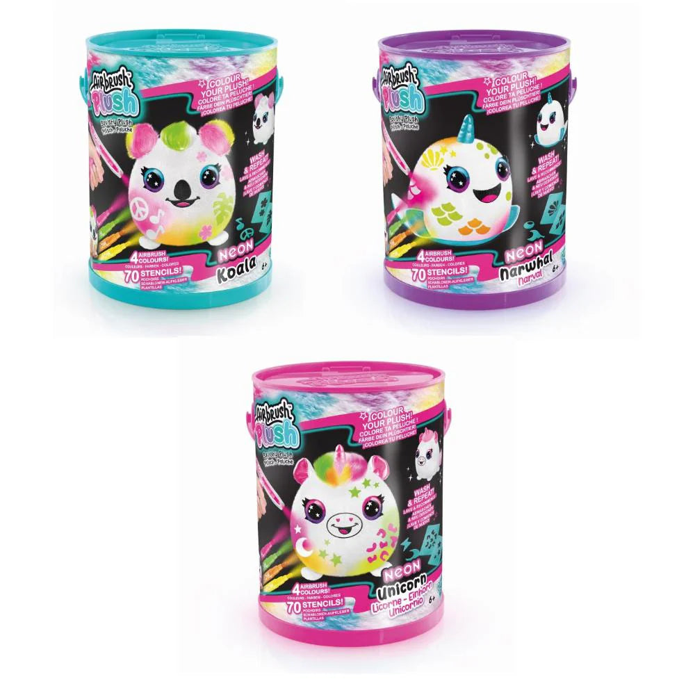 Airbrush Plush Squish Plush Bucket Neon Asst