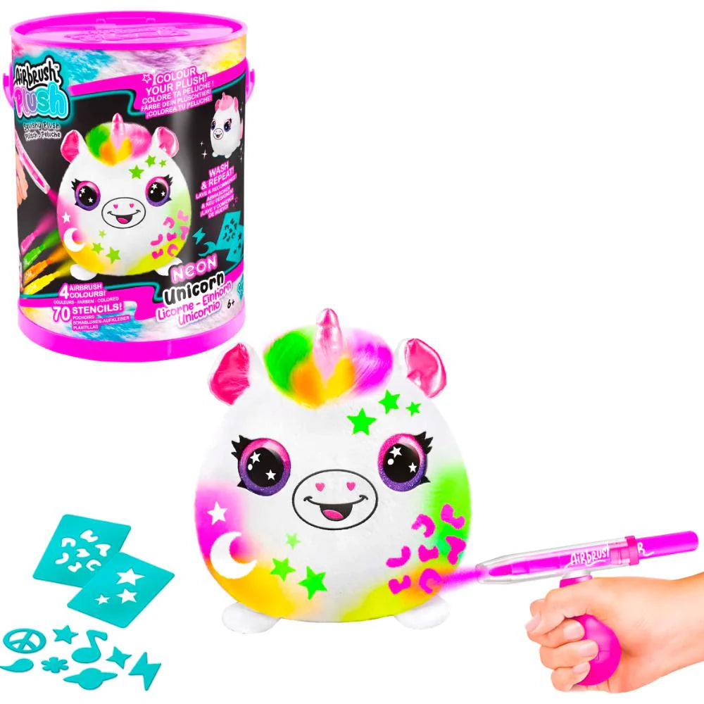 Airbrush Plush Squish Plush Bucket Neon Asst