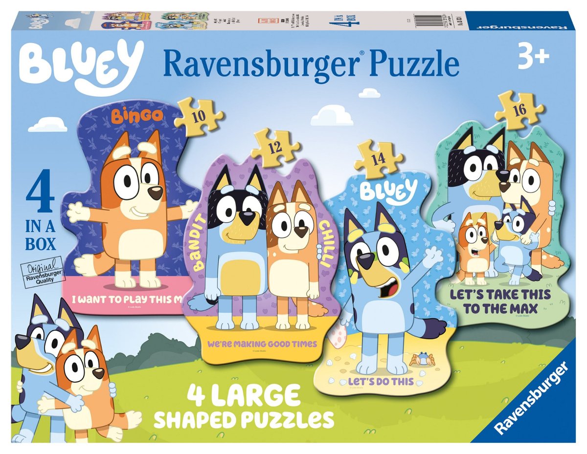 Bluey, 4x Large Shaped Puzzles