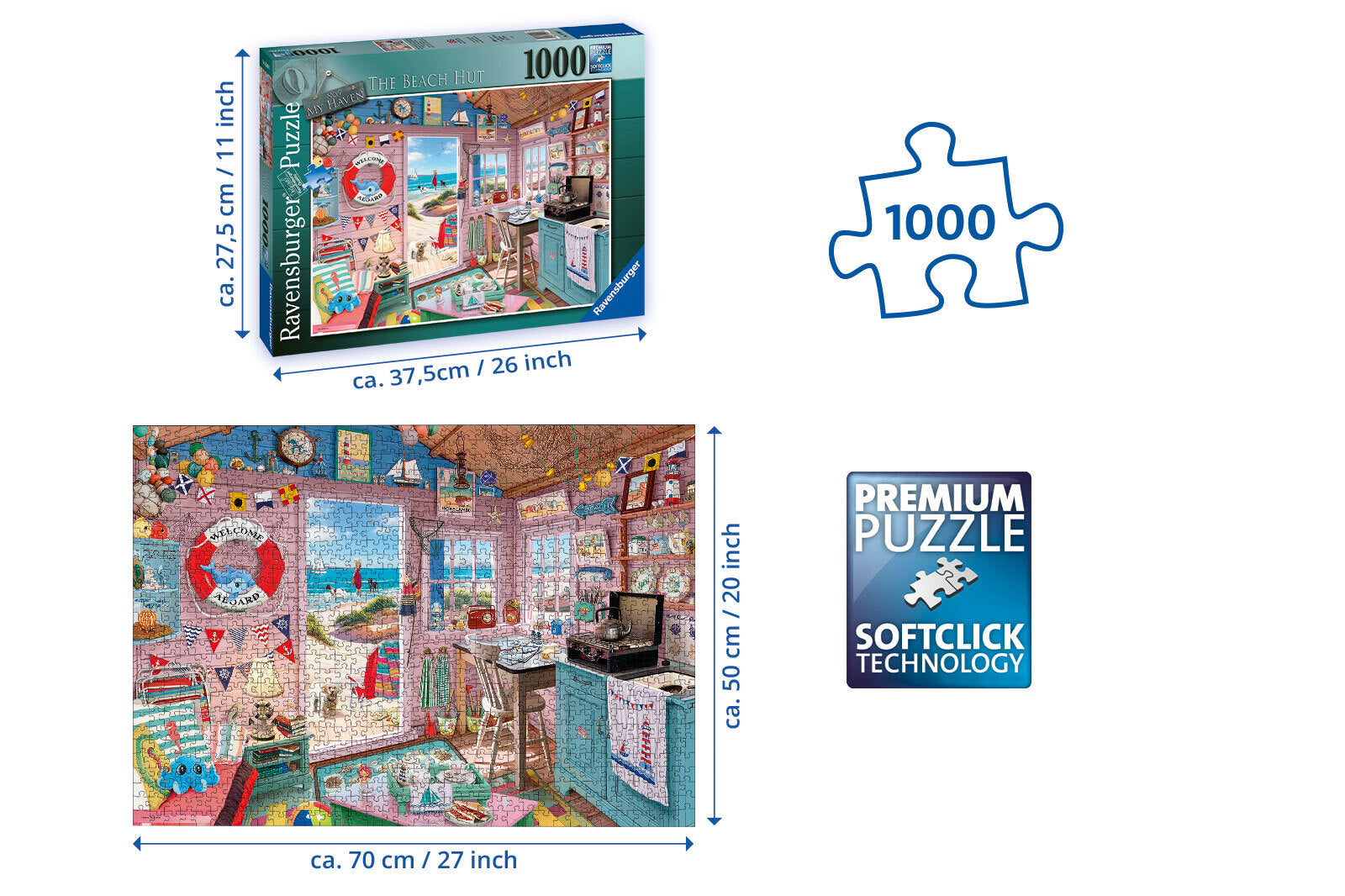 Ravensburger My Haven No7 The Beach Hut 1000 Piece Jigsaw Puzzle