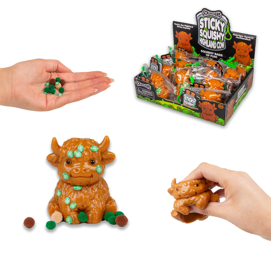 Scrunchems Sticky Squishy Highland Cow Sensory Fidget Toy