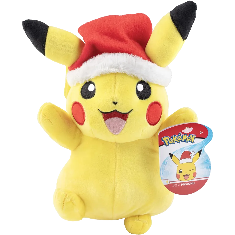 8" Pokemon Plush Xmas Pikachu with Santa Hat