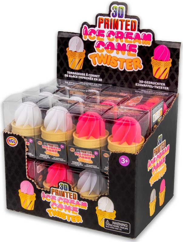 3D Printed Ice Cream Cone Twister Fidget Toy