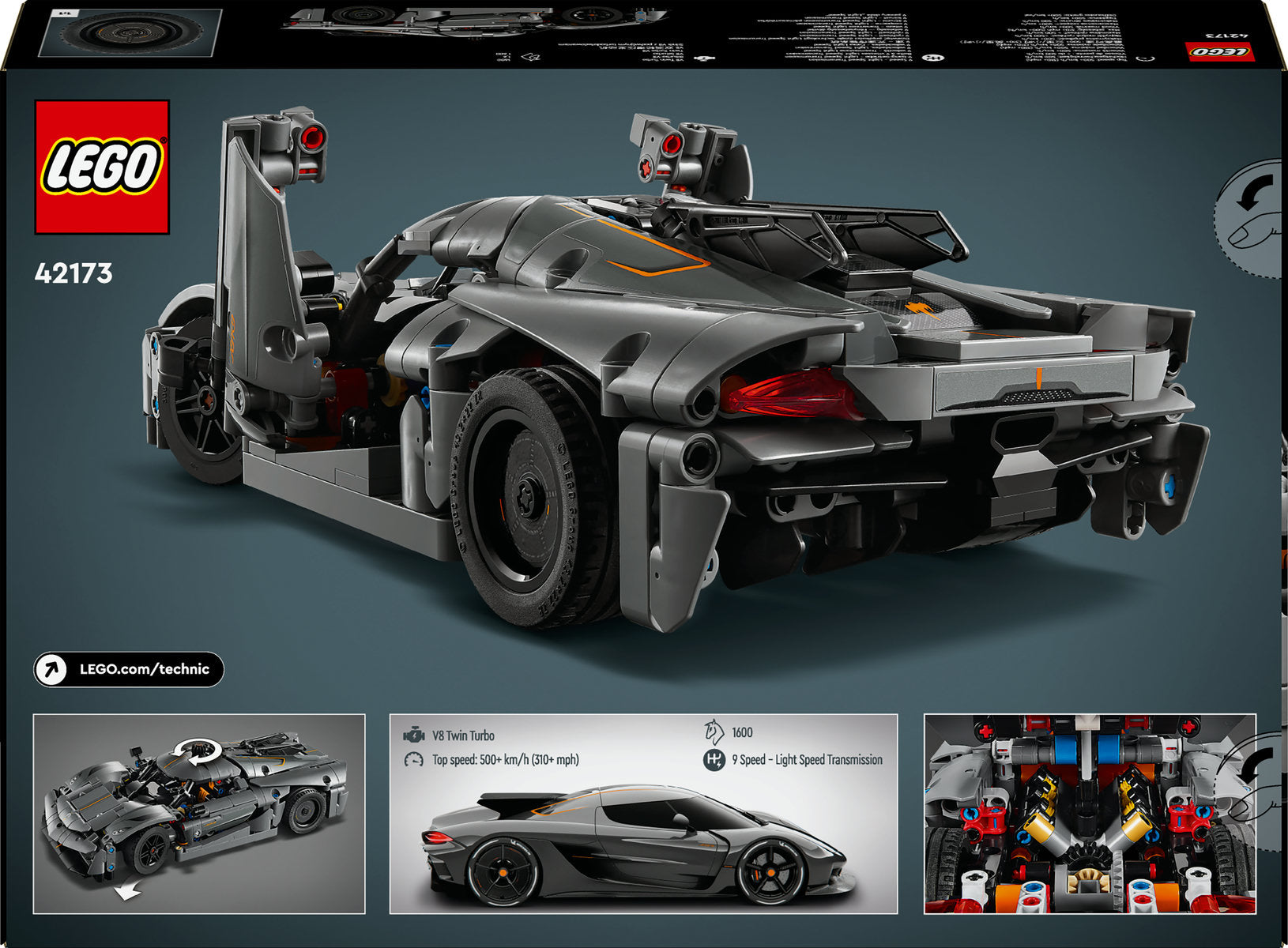 LEGO Technic Koenigsegg Jesko Absolut Grey Hypercar 42173 - Moons Toystore