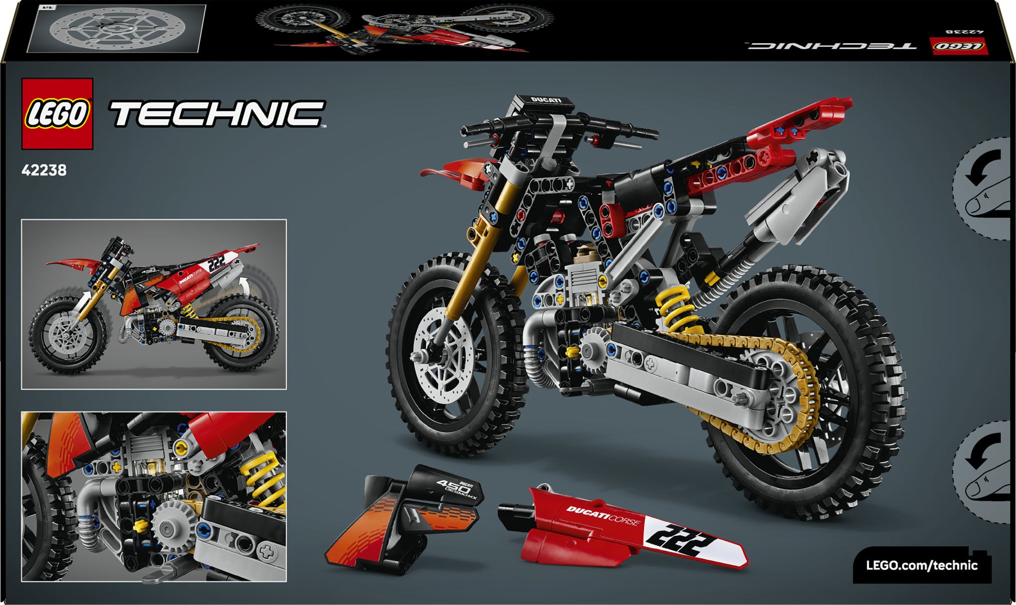 LEGO Technic Ducati Desmo450 MX Factory Motorcycle Building Set 42238
