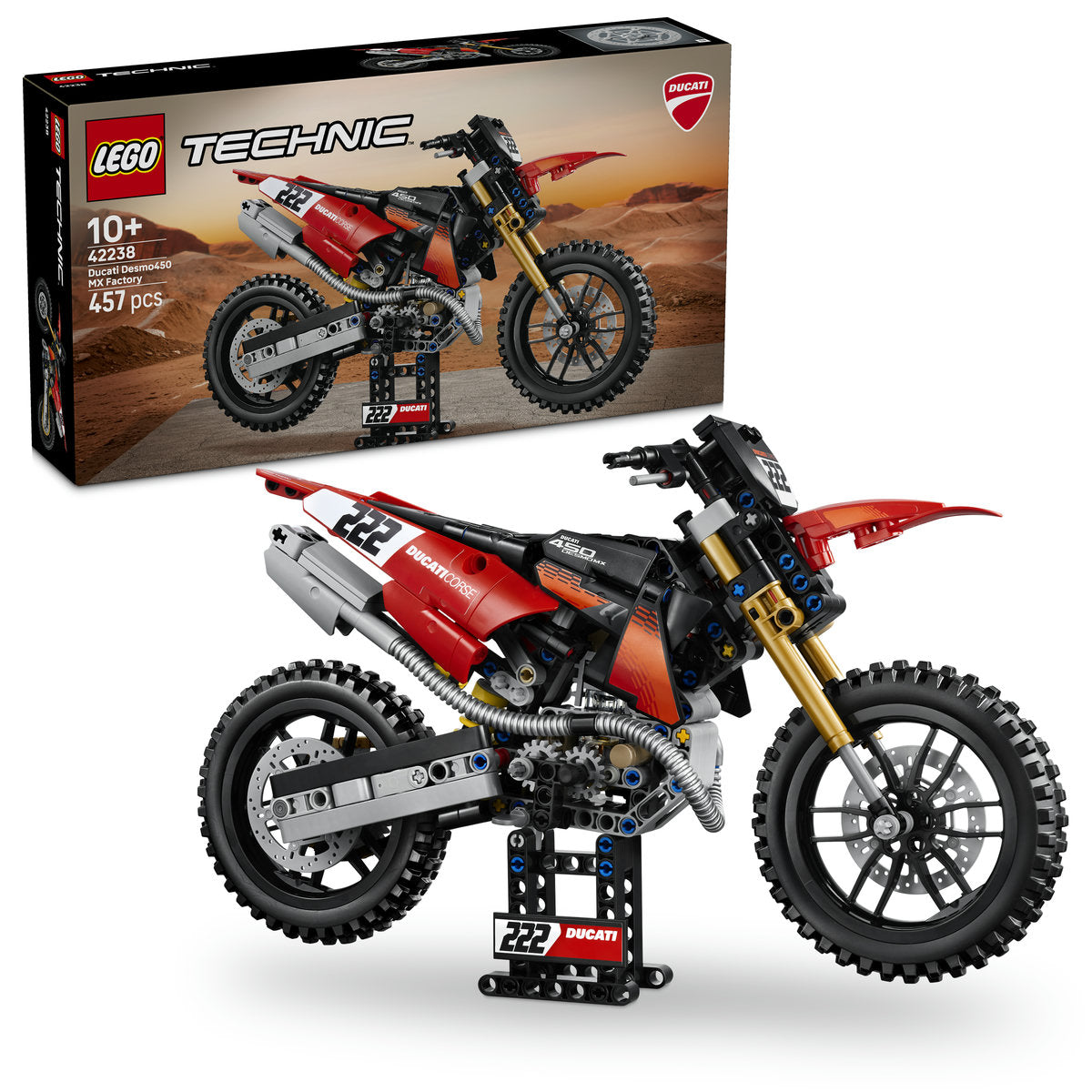 LEGO Technic Ducati Desmo450 MX Factory Motorcycle Building Set 42238
