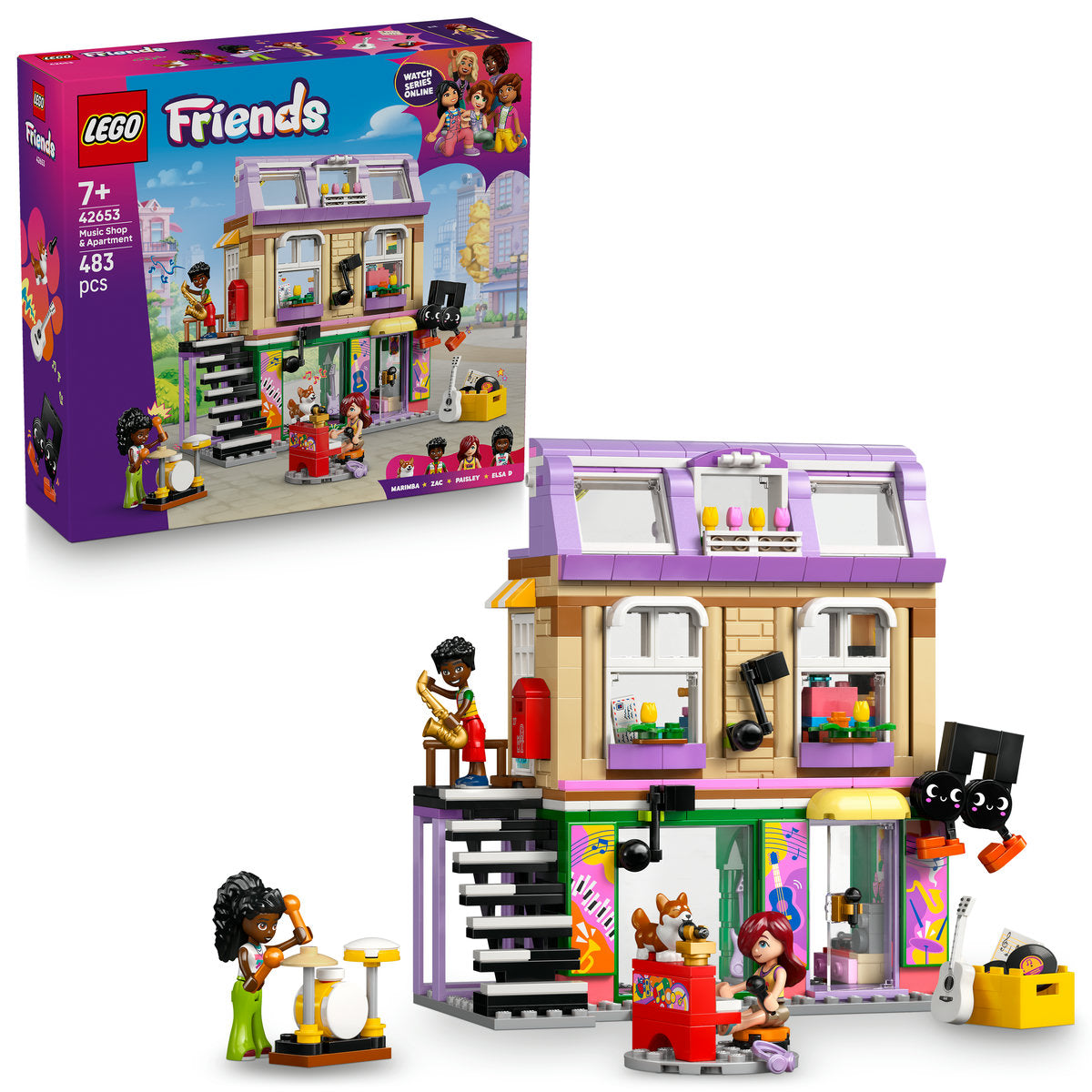 LEGO Friends Music Shop & Apartment Building Set Pretend-Play Toy 42653