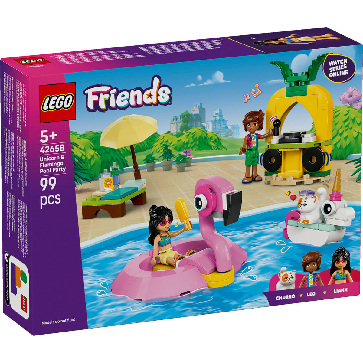 LEGO Friends Unicorn & Flamingo Pool Party Toy Building Set 42658