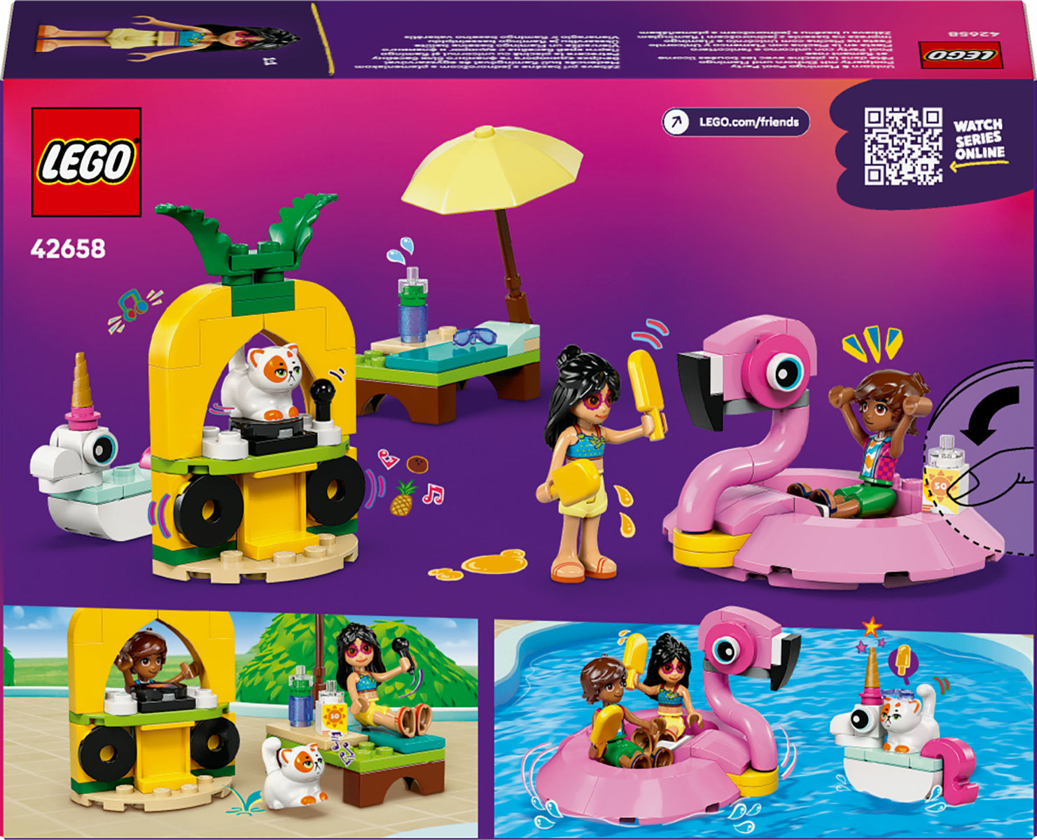 LEGO Friends Unicorn & Flamingo Pool Party Toy Building Set 42658