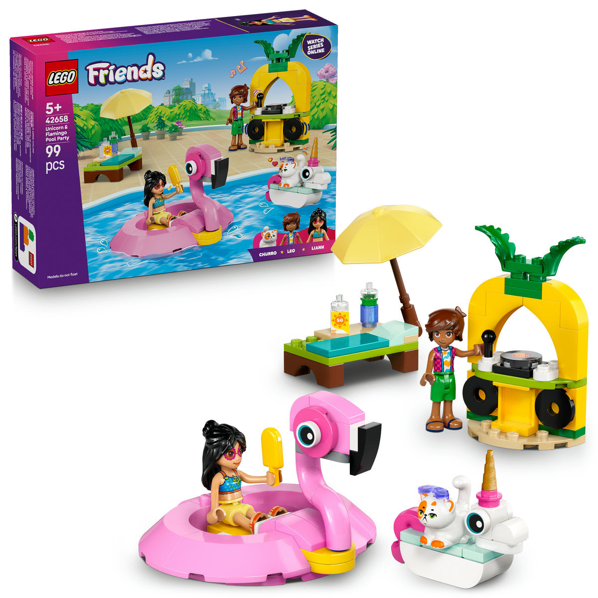 LEGO Friends Unicorn & Flamingo Pool Party Toy Building Set 42658