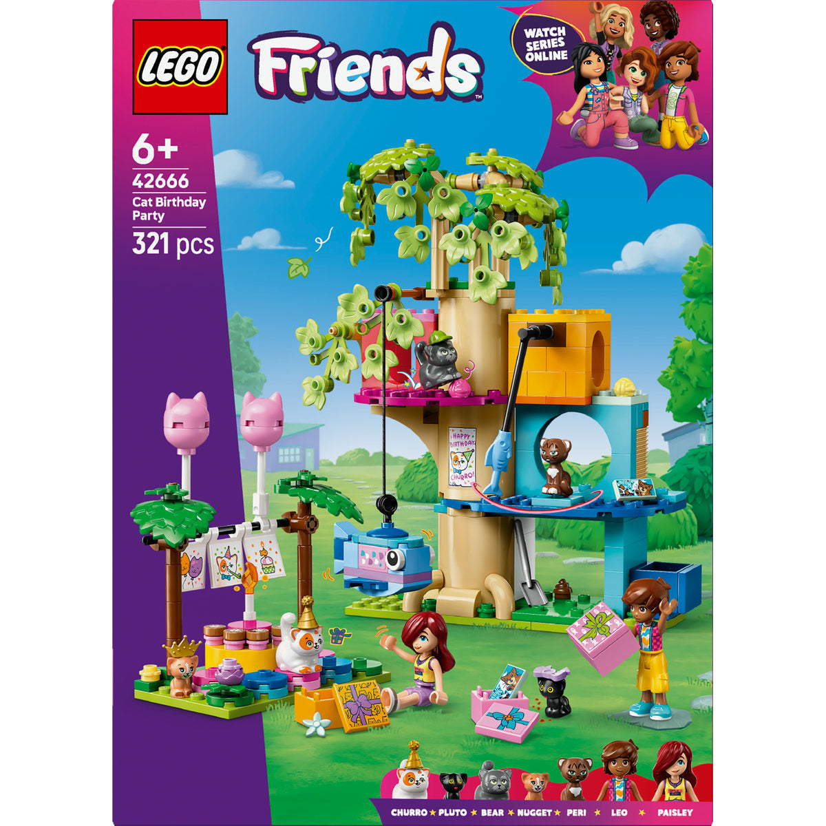 LEGO Friends Cat Birthday Party & Tree House Building Kit Toy 42666