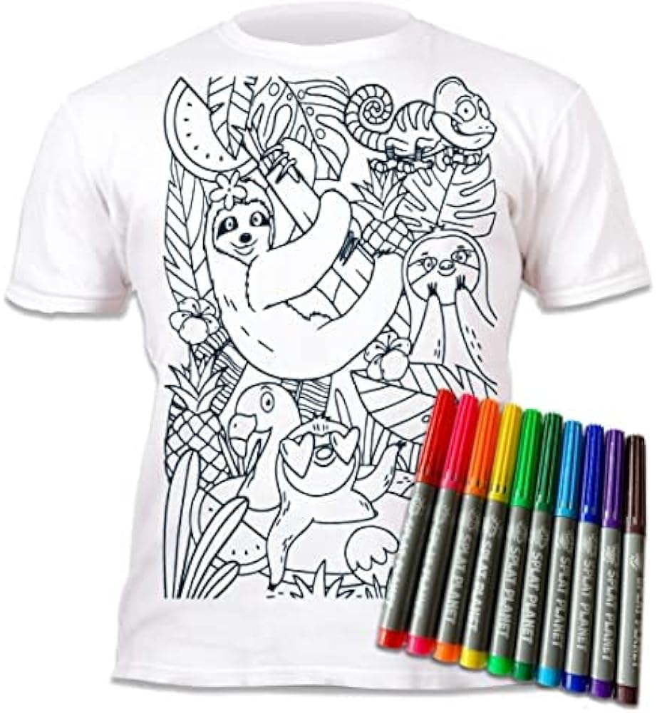 Sloth Jungle Colour In T-Shirt 9-11 years