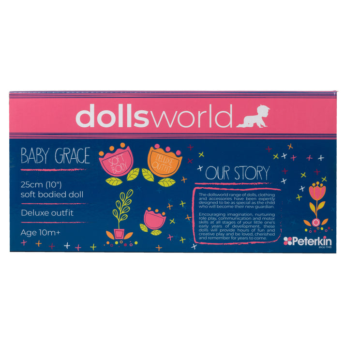 Dolls World Baby Grace - 25cm Soft-Bodied White Doll