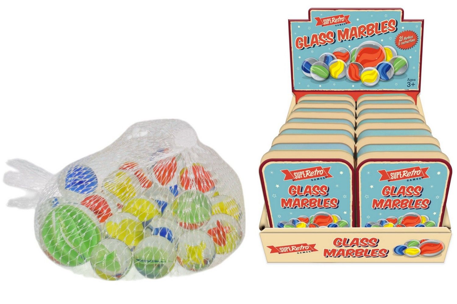 Retro 21 Pcs Glass Marbles