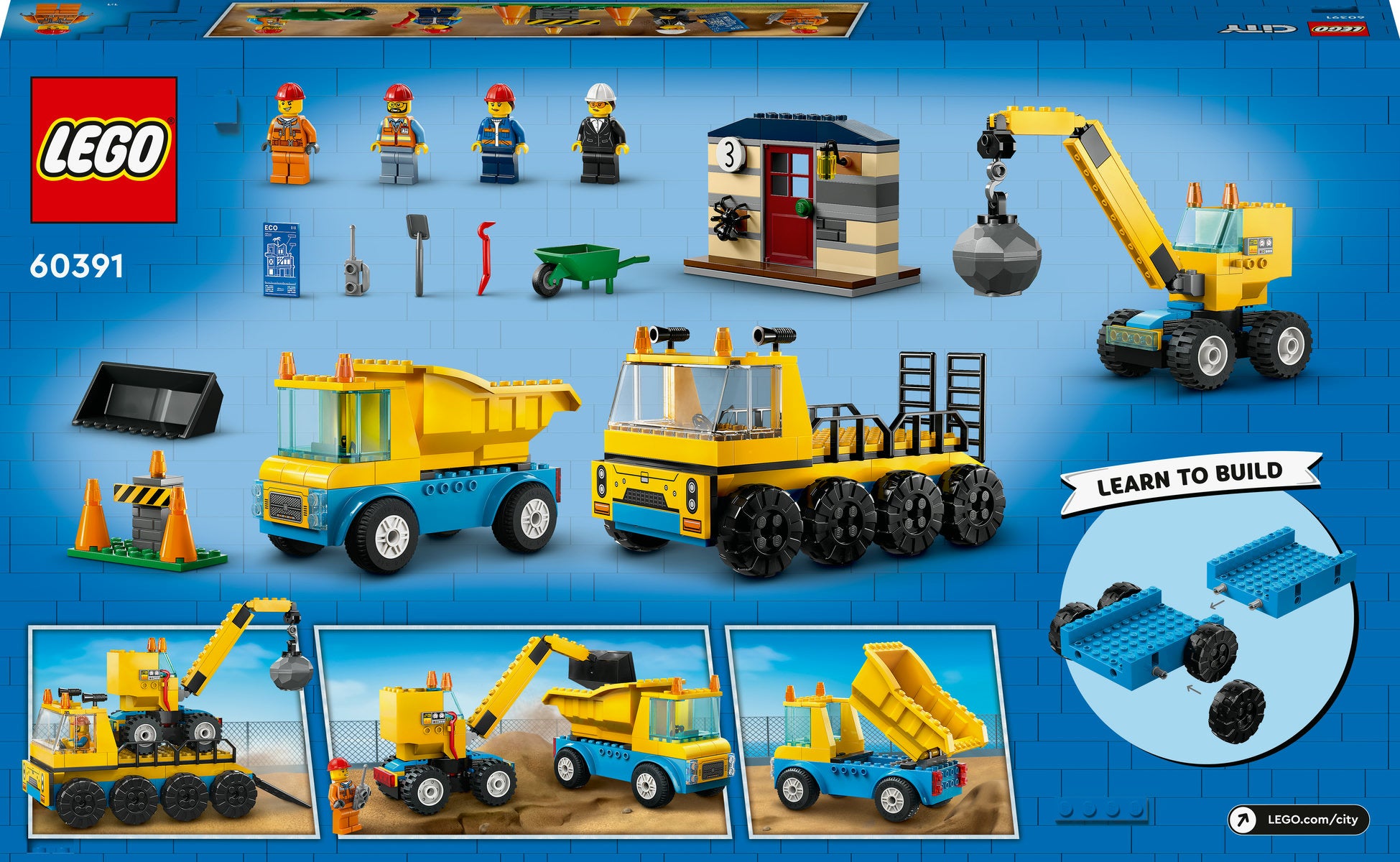 LEGO City Construction Trucks and Wrecking Ball Crane 60391