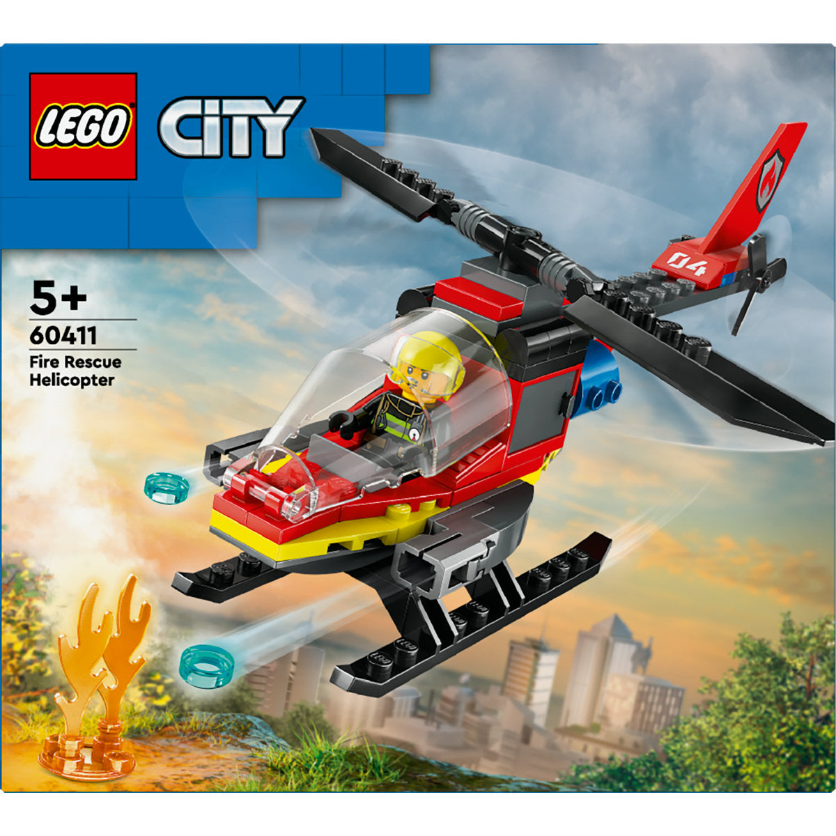 LEGO City Fire Rescue Helicopter Building Toy 60411 - Moons Toystore