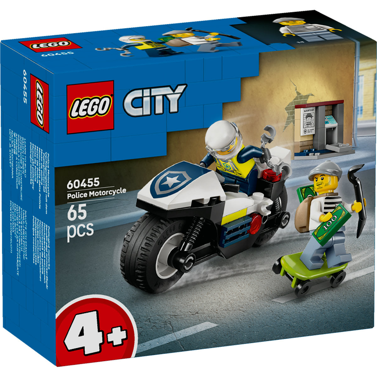 LEGO City Police Motorcycle Chase Toy, Motorbike Set for Ages 4 and over 60455