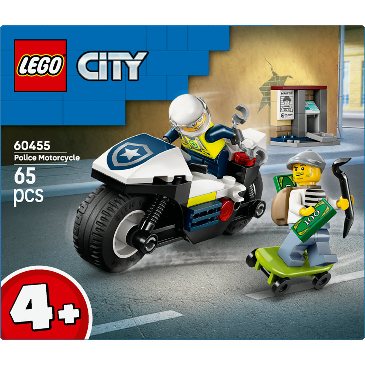 LEGO City Police Motorcycle Chase Toy, Motorbike Set for Ages 4 and over 60455