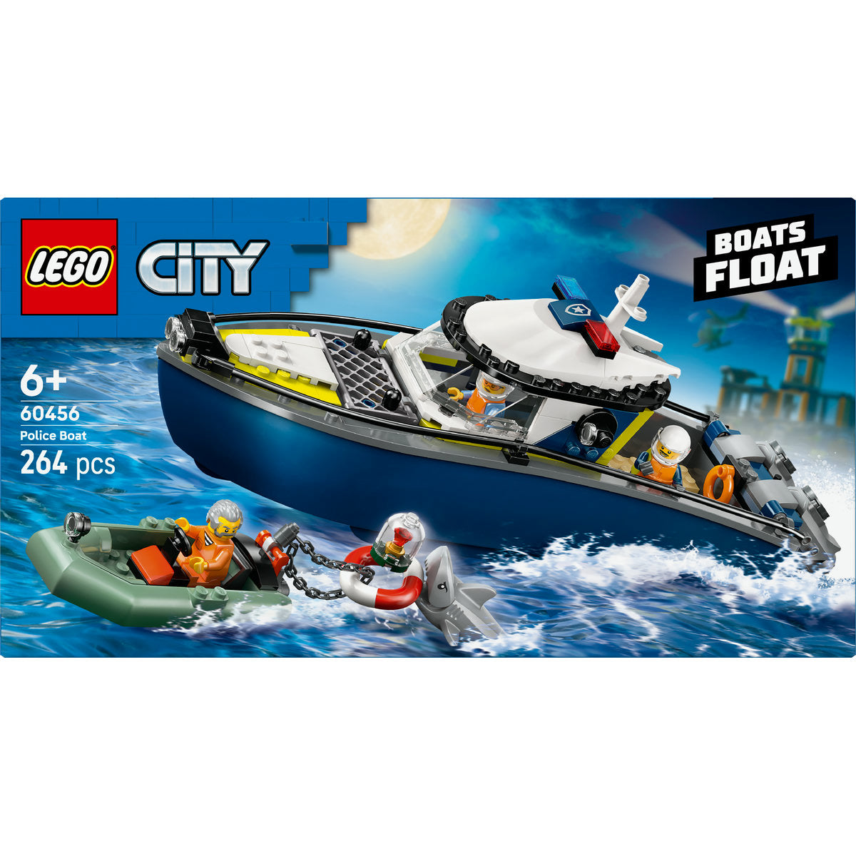 LEGO City Police Boat Chase Toy with a Floatable Speedboat and Dinghy 60456
