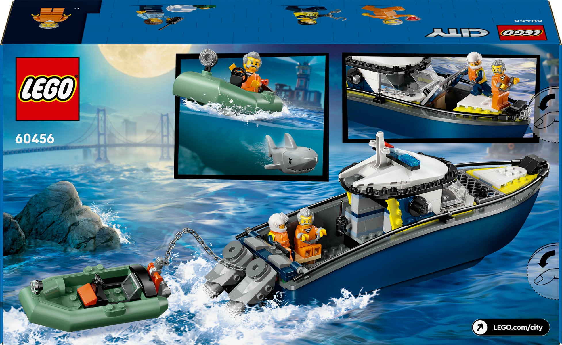 LEGO City Police Boat Chase Toy with a Floatable Speedboat and Dinghy 60456