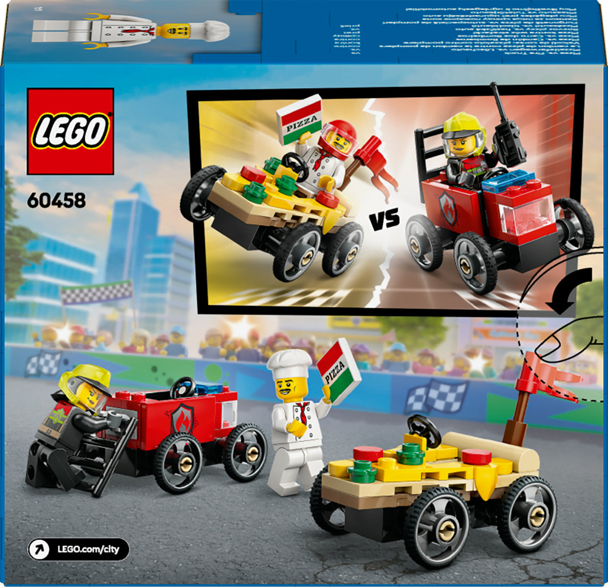 LEGO City Pizza vs. Fire Truck Race Car Pack 60458