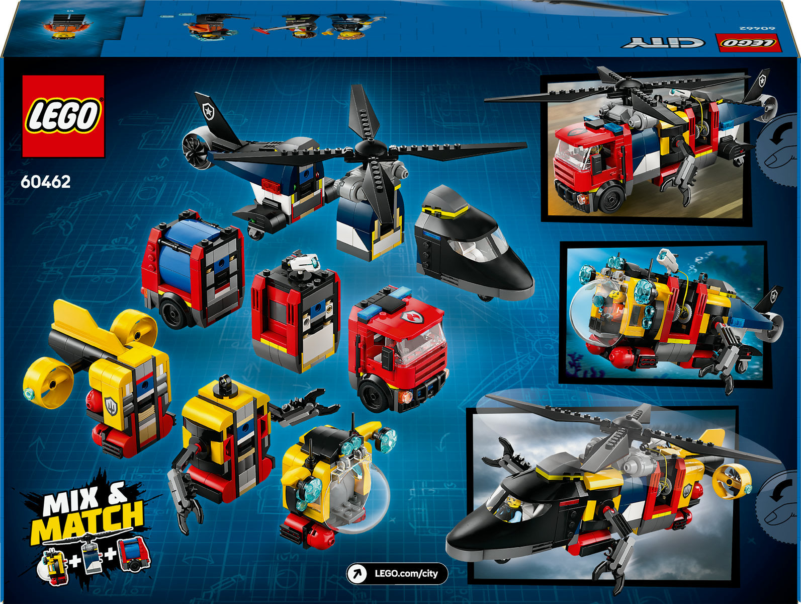 LEGO City Helicopter, Fire Engine & Submarine Remix 60462