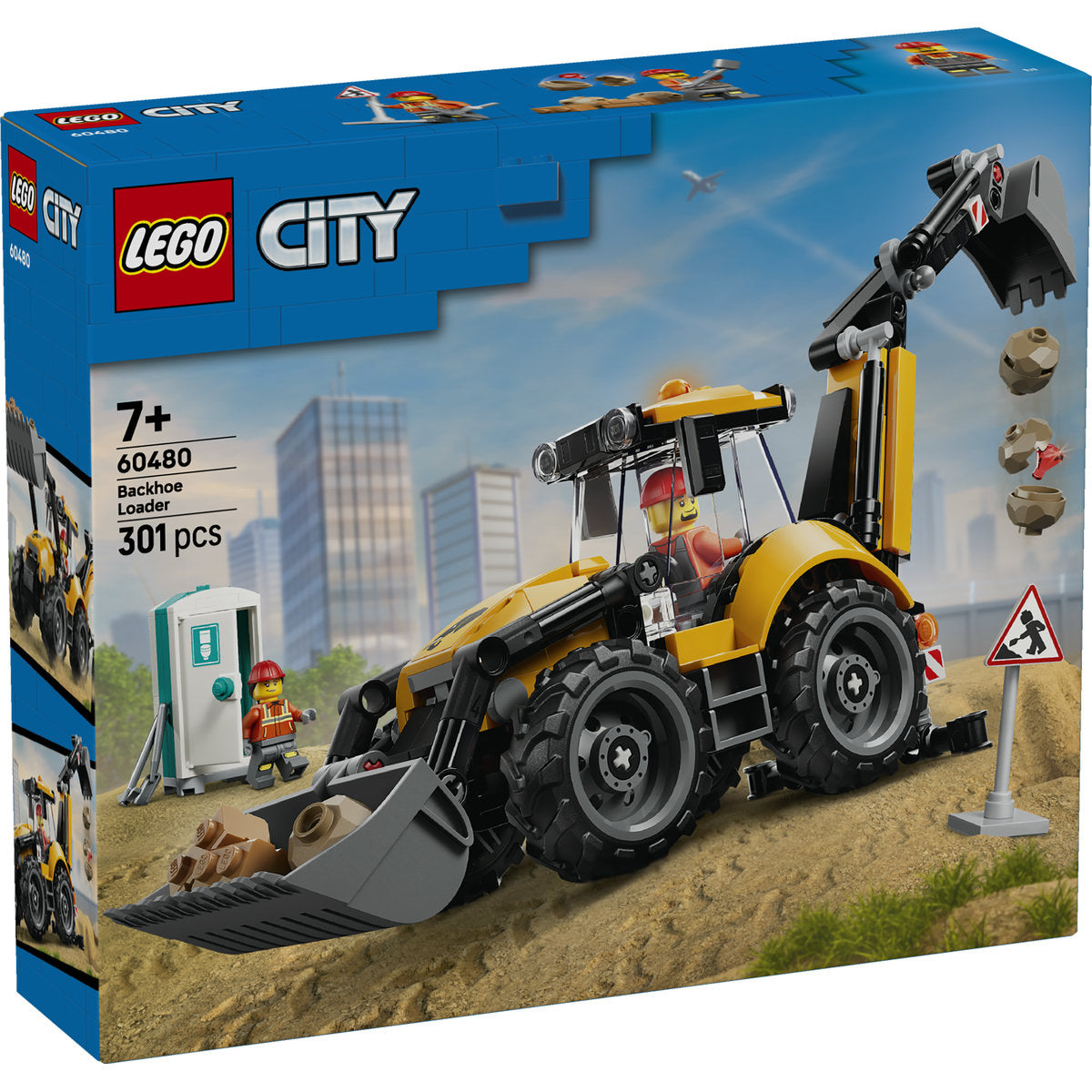 LEGO City Yellow Backhoe Loader Construction Vehicle Building Set 60480