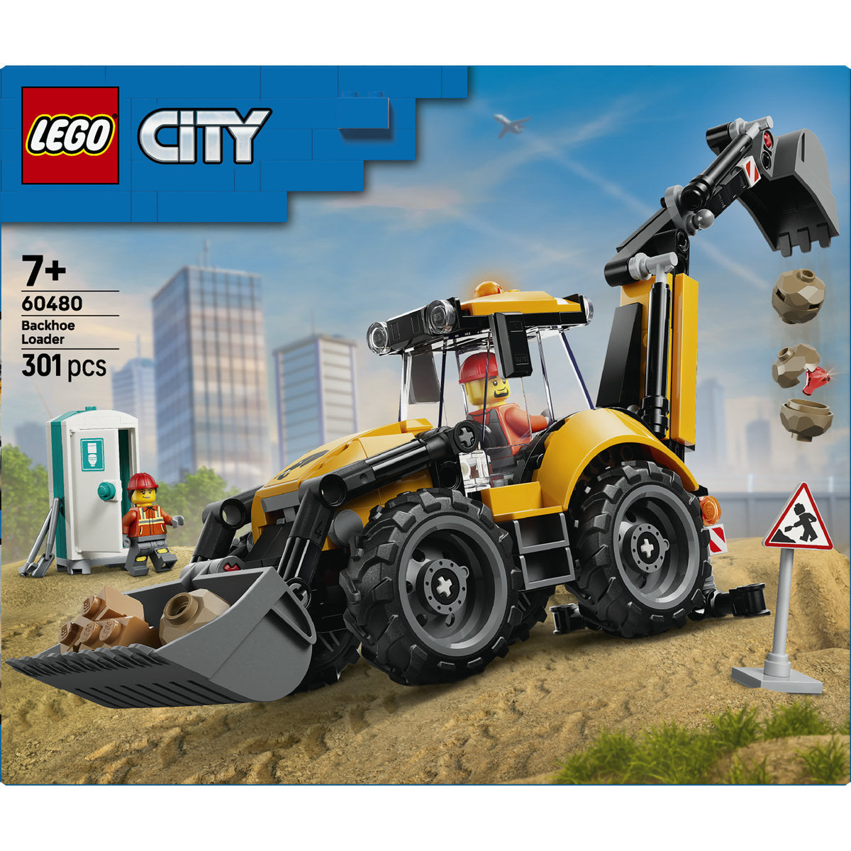 LEGO City Yellow Backhoe Loader Construction Vehicle Building Set 60480