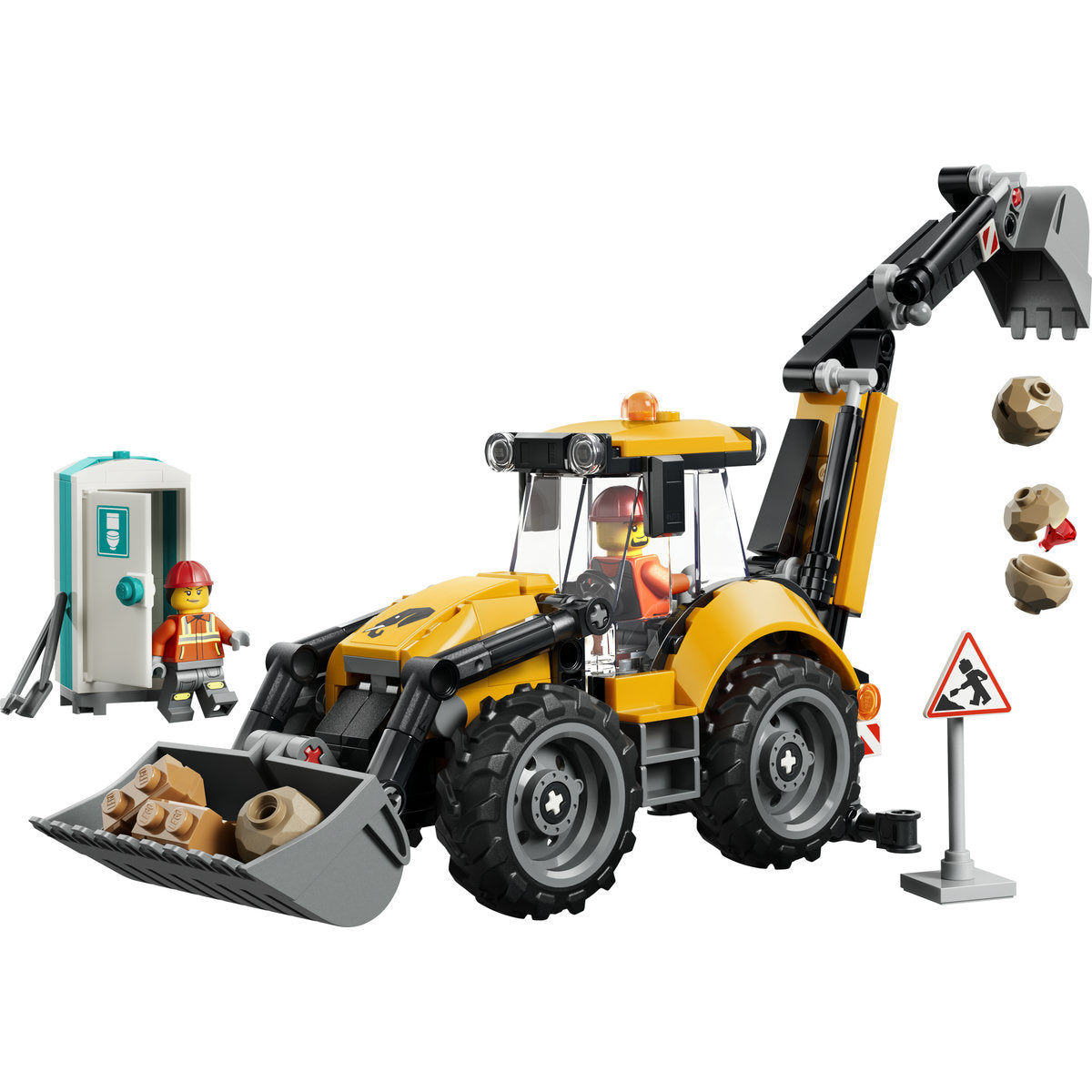 LEGO City Yellow Backhoe Loader Construction Vehicle Building Set 60480