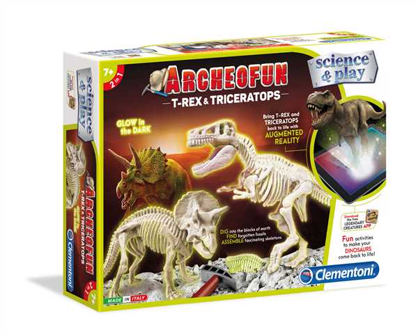 Science & Play Archeofun T-Rex And Triceratops Glow In The Dark