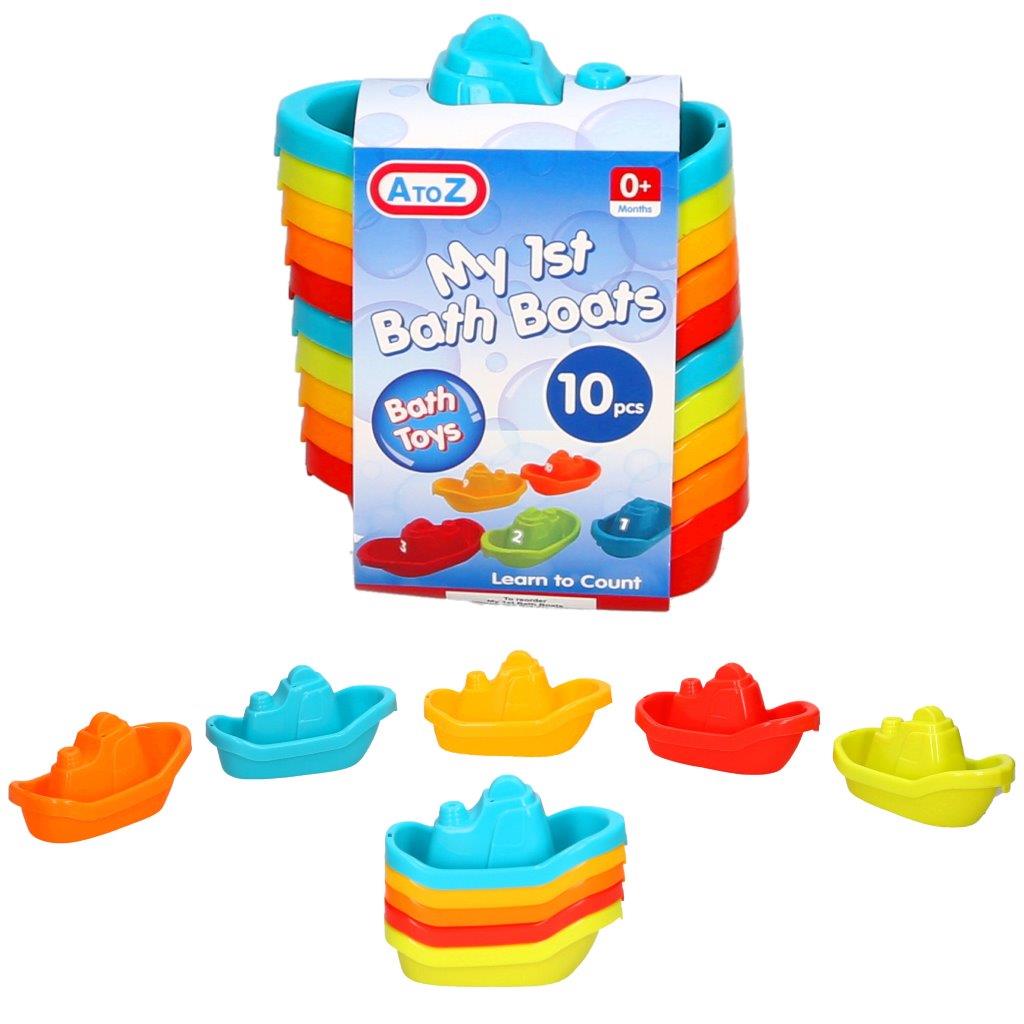 10pc Bath Boats With Numbers