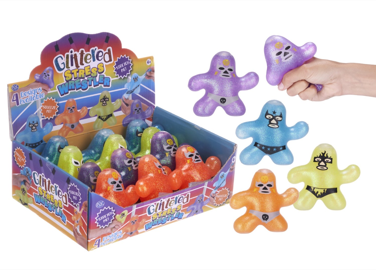 Squeezy Glittered Stress Wrestler Assortment