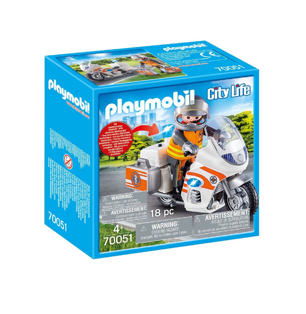 Playmobil 70051 City Life Hospital Emergency Motorbike with Flashing Light