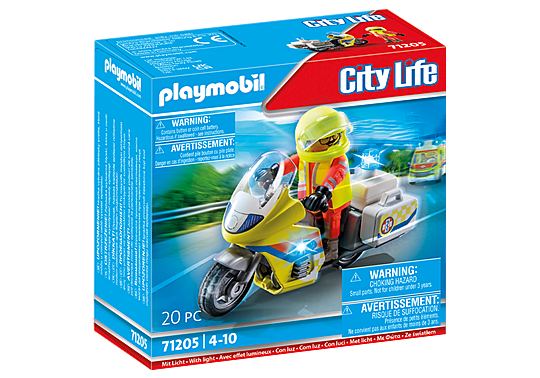 PLAYMOBIL 71205 City Life Emergency Motorcycle with Flashing Lights
