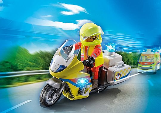 PLAYMOBIL 71205 City Life Emergency Motorcycle with Flashing Lights