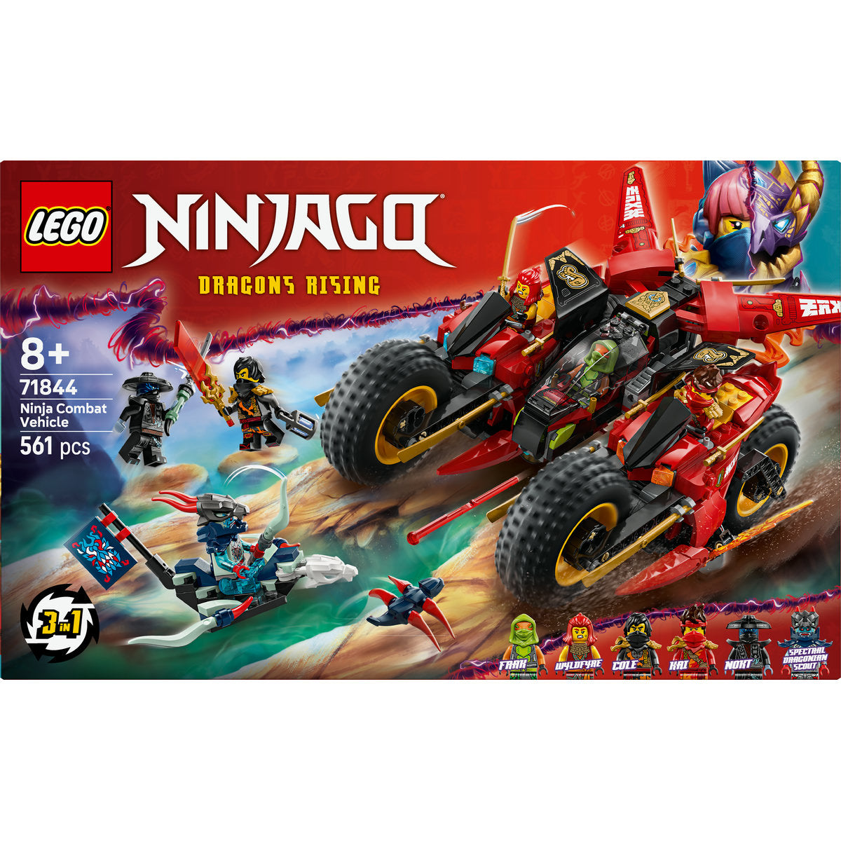 LEGO NINJAGO Ninja Combat Vehicle 3-in-1 Toy Building Set 71844