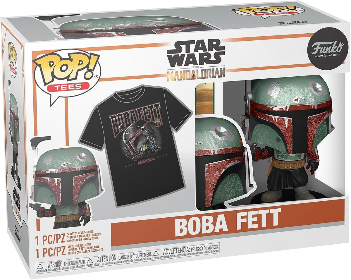 Funko Pop! Star Wars The Mandalorian Boba Fett Vinyl Figure & T-Shirt – Medium