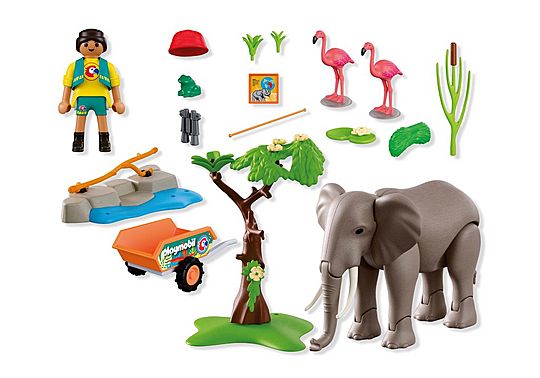 Playmobil 72068 Elephant with Zoo Keeper