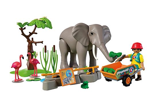 Playmobil 72068 Elephant with Zoo Keeper