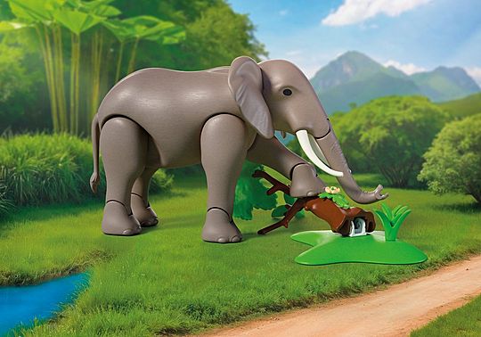 Playmobil 72068 Elephant with Zoo Keeper