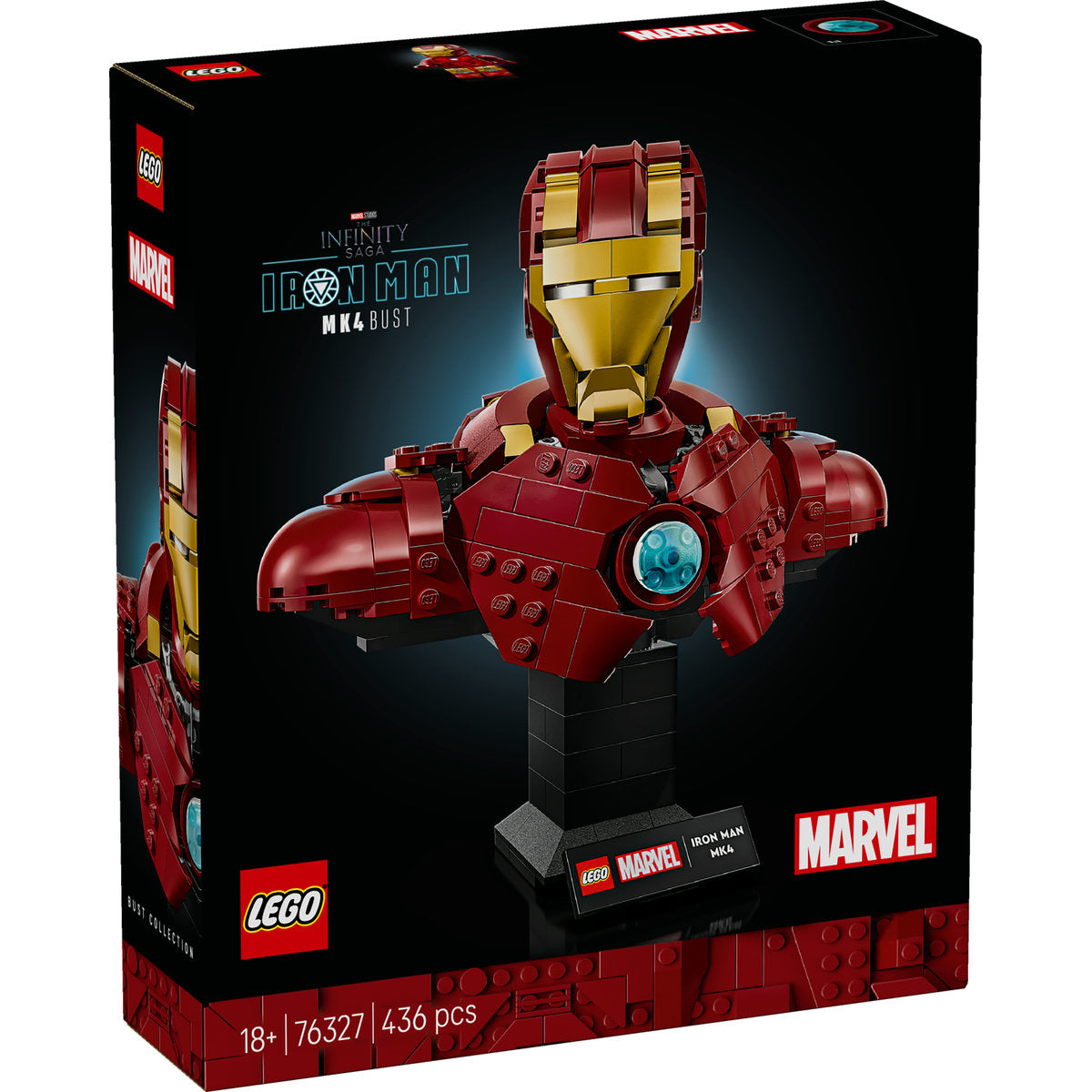 LEGO  Marvel Iron Man MK4 Bust, Buildable Model for Adults with Minifigure 76327