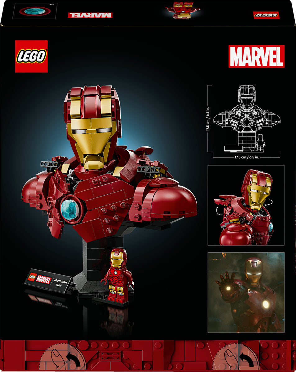 LEGO  Marvel Iron Man MK4 Bust, Buildable Model for Adults with Minifigure 76327