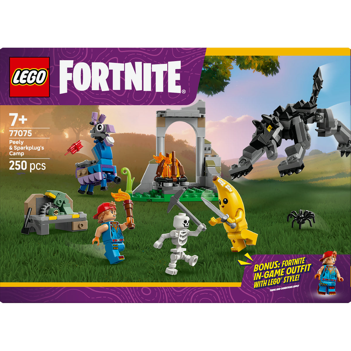 LEGO Fortnite Peely & Sparkplug’s Camp Video Game Building Set 77075